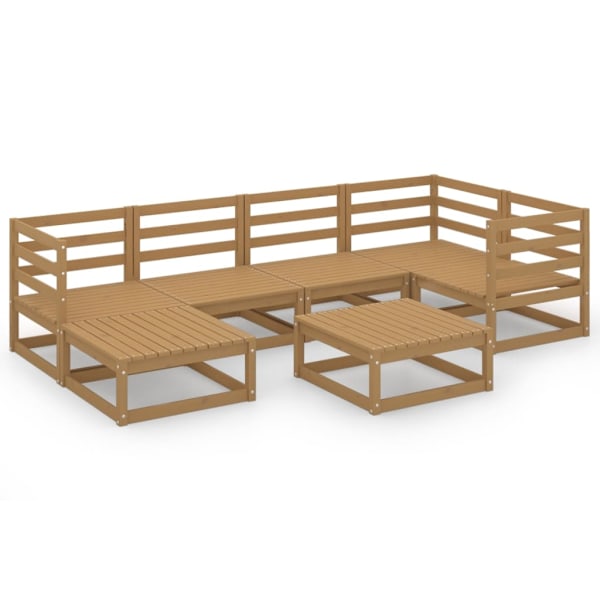 vidaXL Loungegrupp 7 delar honungbrun massiv furu Brun