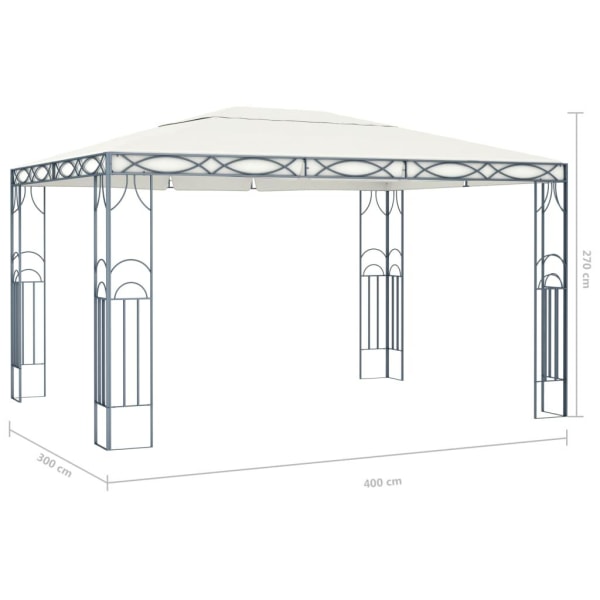 vidaXL Paviljong 400x300 cm gräddvit Creme