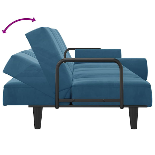 vidaXL Bäddsoffa med armstöd blå sammet Blå