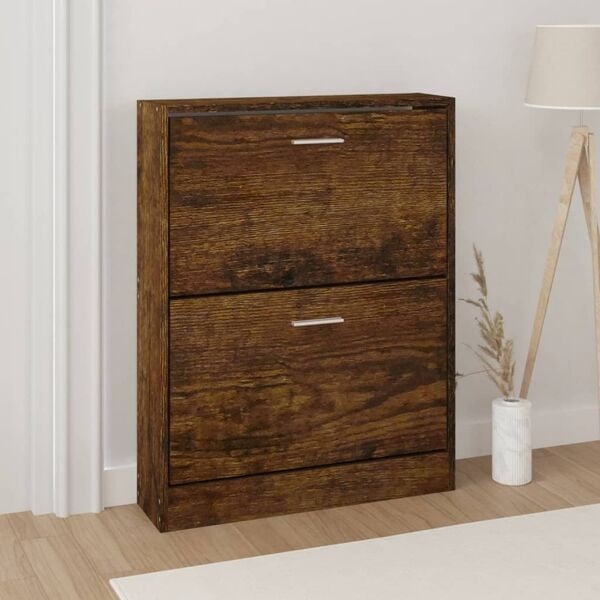 vidaXL Skoställ rökfärgad ek 59x17x81 cm konstruerat trä Brun