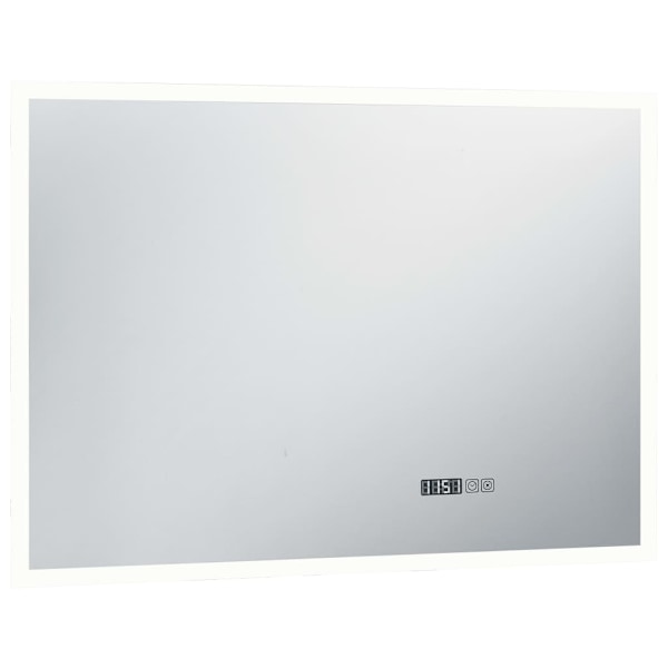 vidaXL Badrumsspegel LED med touch-sensor och tidsdisplay 100x60 cm Silver