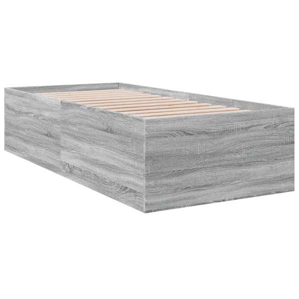 vidaXL Sängram grå sonoma 100x200 cm konstruerad trä Grå