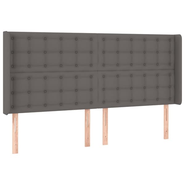 vidaXL Sänggavel LED grå 163x16x118/128 cm konstläder Grå