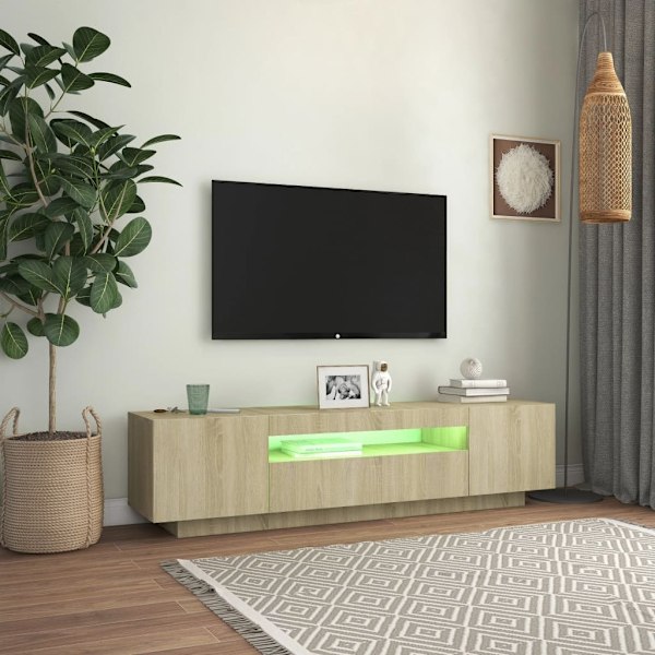vidaXL TV-bänk med LED-belysning sonoma-ek 160x35x40 cm Brun