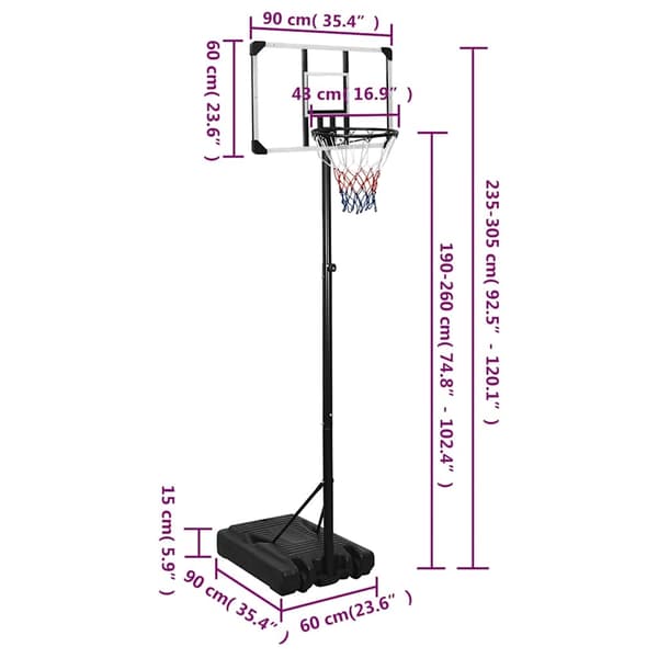 vidaXL Basketkorg transparent 235-305 cm polykarbonat Transparent