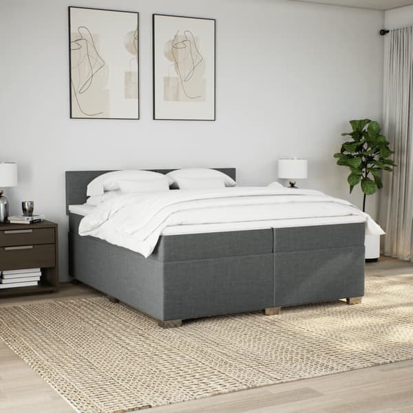 vidaXL Ramsäng med madrass mörkgrå 200x200 cm tyg Grå