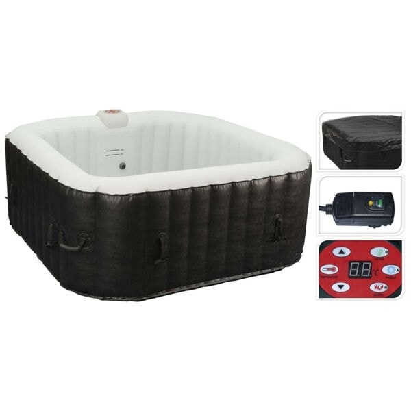 XQ Max Uppblåsbar bubbelpool 145x145x65 cm svart och vit