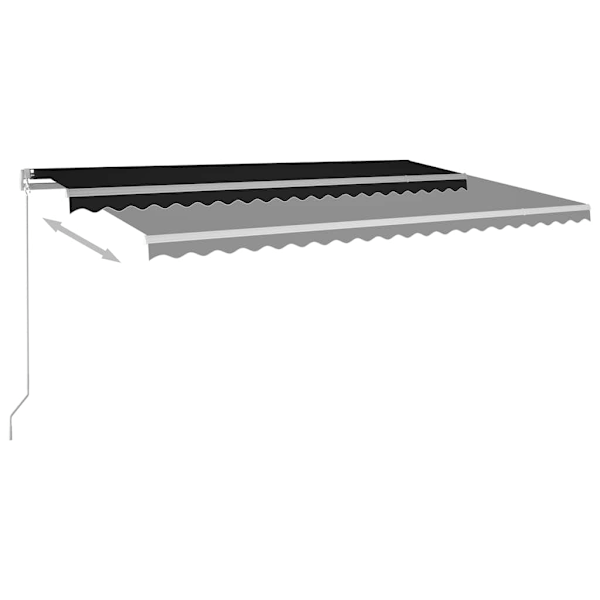 vidaXL Automatisk markis med vindsensor & LED 5x3 m antracit Antracit