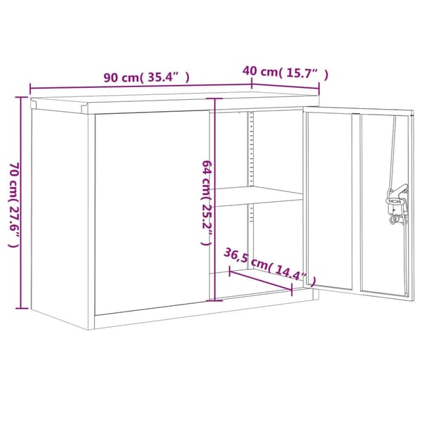 vidaXL Dokumentskåp vit 90x40x70 cm stål Vit