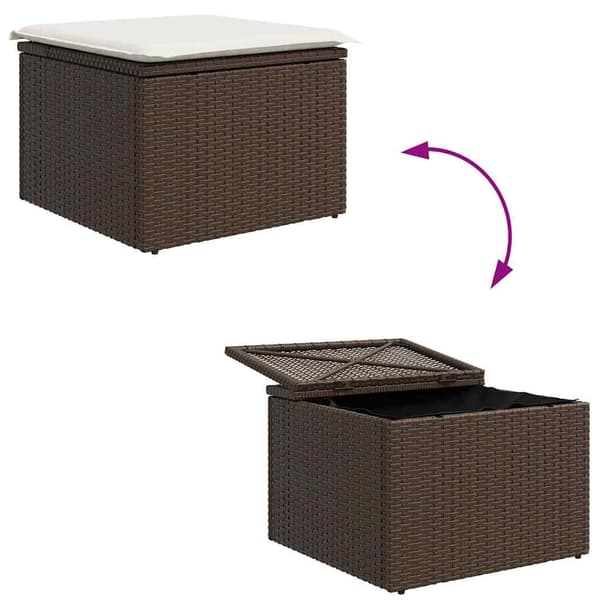 vidaXL Trädgårdsoffset 7 st Brun Poly rattan Brun