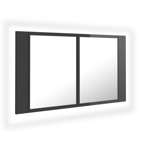 vidaXL Spegelskåp för badrum LED grå högglans 80x12x45 cm akryl grå