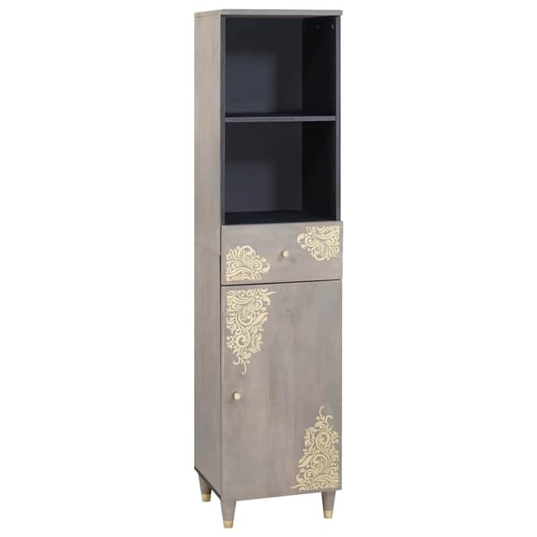 vidaXL Badrumsskåpsset 4 st Grå Massivt mangoträ Grå