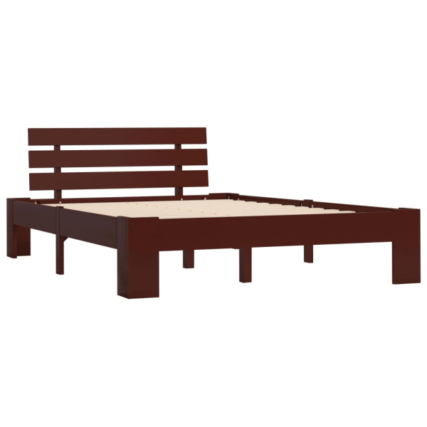 vidaXL Sängram mörkbrun massiv furu 120x200 cm Brun