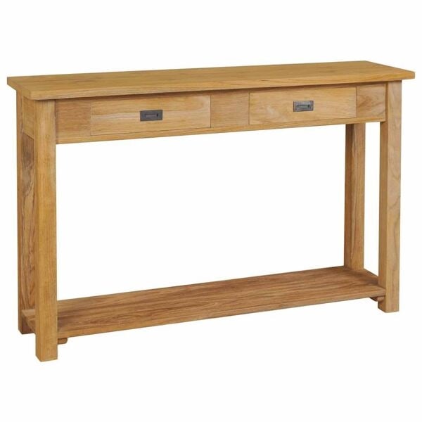 vidaXL Konsolbord i massiv teak 120x30x80 cm Brun
