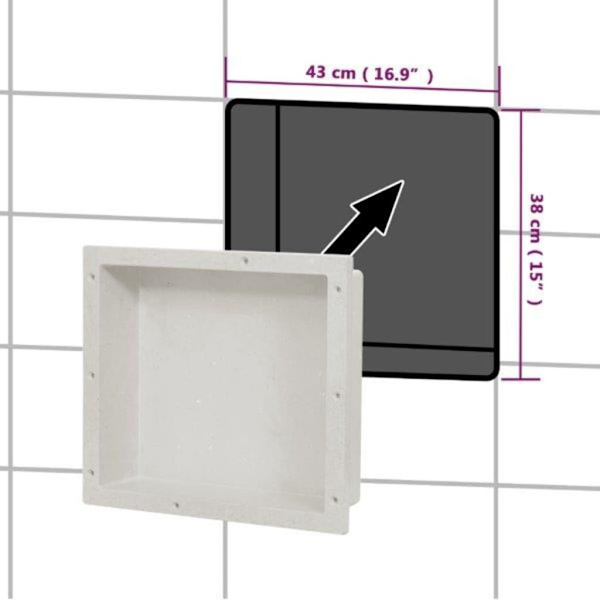 vidaXL Infälld duschhylla niche matt vit 41x36x10 cm Vit