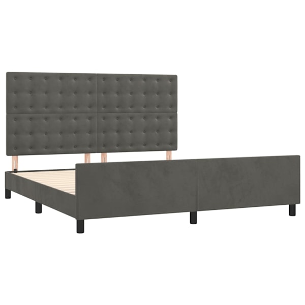 vidaXL Sängram med huvudgavel mörkgrå 180x200 cm sammet Grå