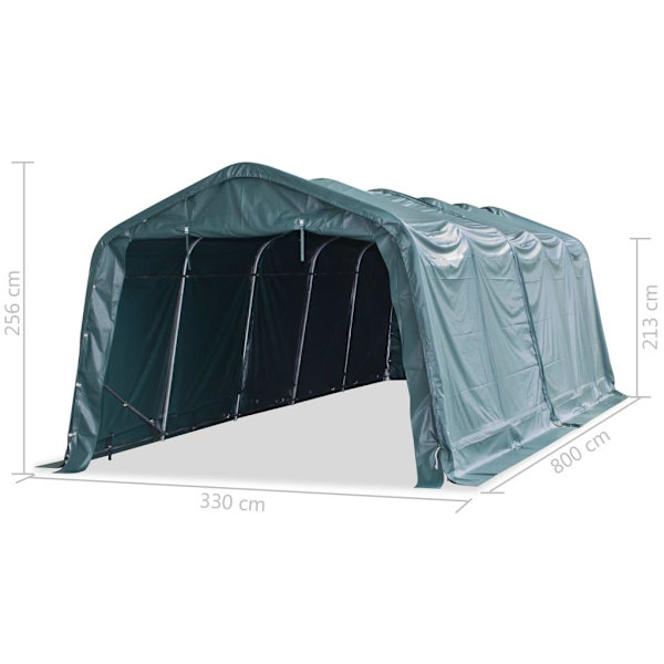 vidaXL Vindskydd för boskap PVC 550 g/m² 3,3x8 m mörkgrön