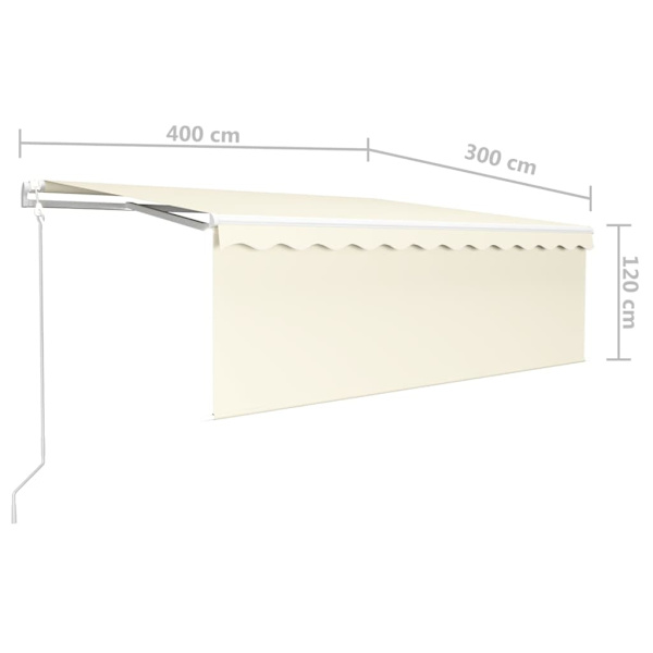 vidaXL Automatisk markis med rullgardin 4x3m gräddvit Creme