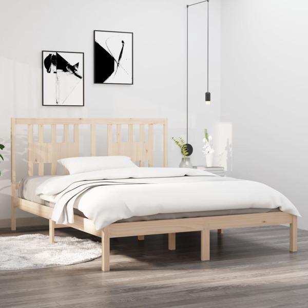 vidaXL Sängram massivt trä 150x200 cm Brun