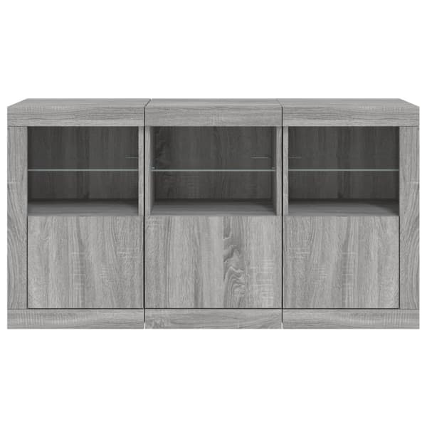 vidaXL Skänk med LED-belysning grå sonoma 123x37x67 cm Grå