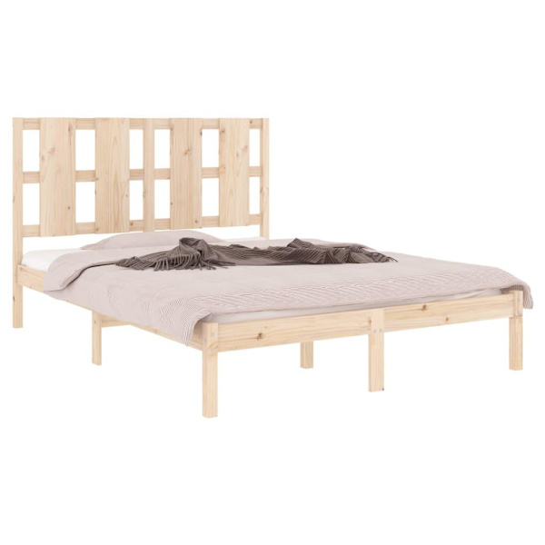 vidaXL Sängram massiv furu 140x190 cm Brun