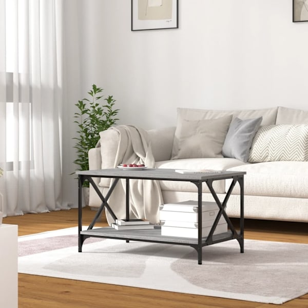 vidaXL Soffbord grå sonoma 80x50x45 cm konstruerat trä och järn Grå