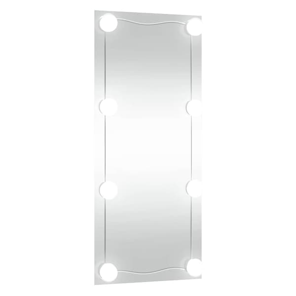 vidaXL Väggspegel med LED-belysning 40x80 cm glas rektangulär Silver