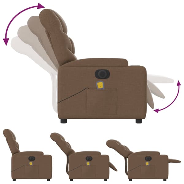 vidaXL Elektrisk massagefåtölj brun tyg Brun