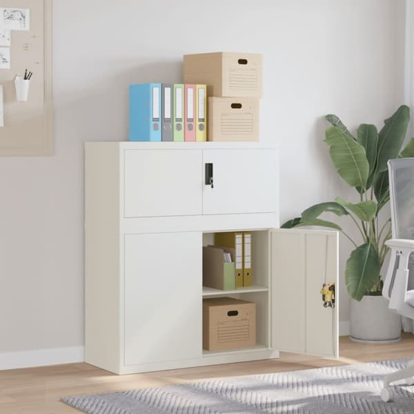 vidaXL Dokumentskåp vit 90x40x110 cm stål Vit