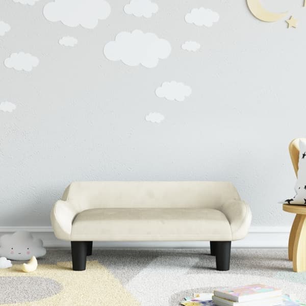 vidaXL Barnsoffa gräddvit 70x40x24 cm sammet Kräm