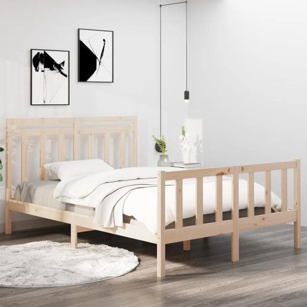 vidaXL Sängram massivt trä 140x190 cm Brun