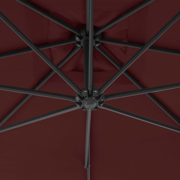 vidaXL Frihängande parasoll med stålstång 300 cm vinröd Röd