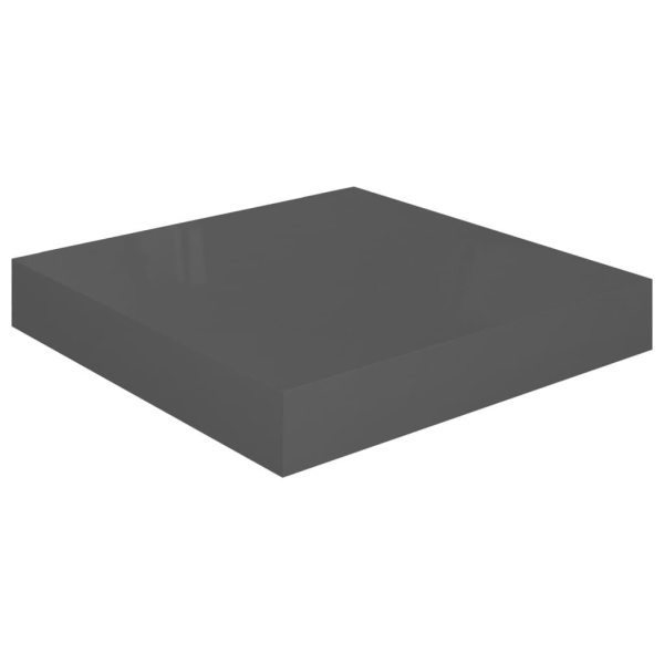 vidaXL Svävande vägghylla grå högglans 23x23,5x3,8 cm MDF grå