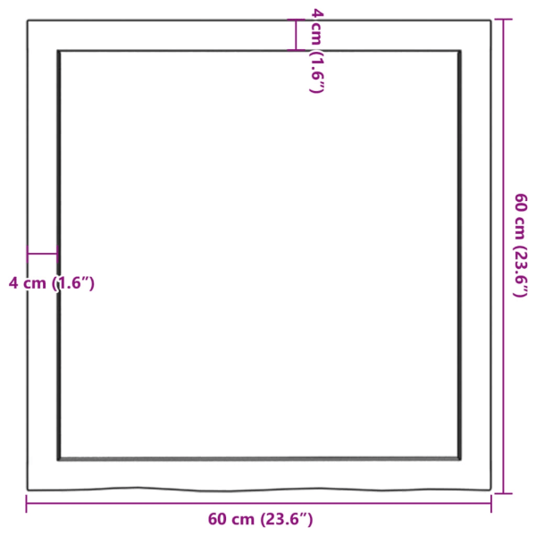 vidaXL Vägghylla ljusbrun 60x60x(2-4) cm behandlad massiv ek Brun