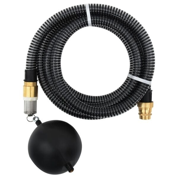 vidaXL Sugslang med kopplingar mässing svart 1,1" 15 m PVC Svart
