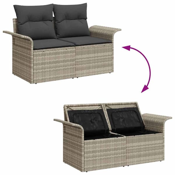 vidaXL Trädgårdsoffset 7 pcs Ljusgrå och mörkgrå konstrotting Ljusgrå