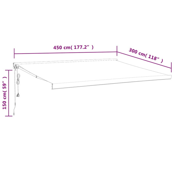 vidaXL Markis infällbar gul och vit 4,5x3 m tyg&aluminium Flerfärgsdesign