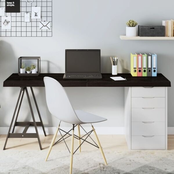 vidaXL Bordsskiva mörkbrun 160x40x(2-6) cm behandlad massiv ek Brun