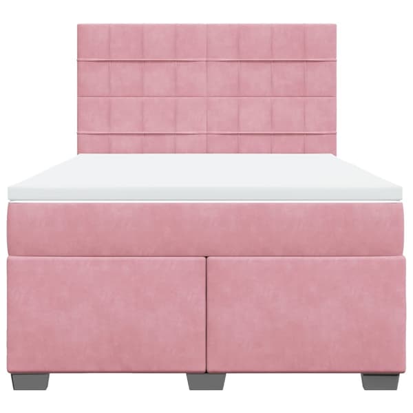 vidaXL Ramsäng med madrass rosa 160x200 cm sammet Rosa