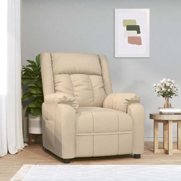 vidaXL Reclinerfåtölj gräddvit tyg Kräm