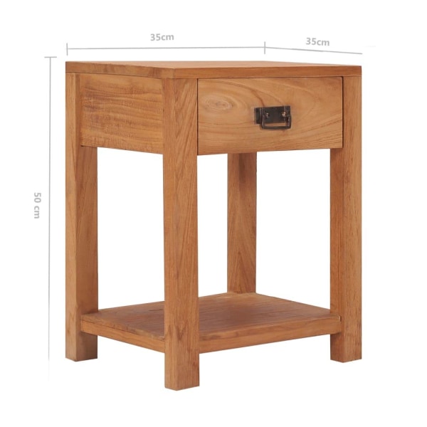 vidaXL Sängbord 35x35x50 cm massiv teak Brun