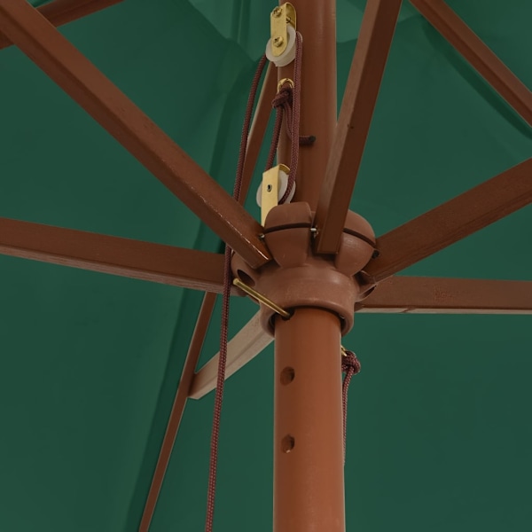 vidaXL Parasoll med trästång 299x240 cm grön Grön