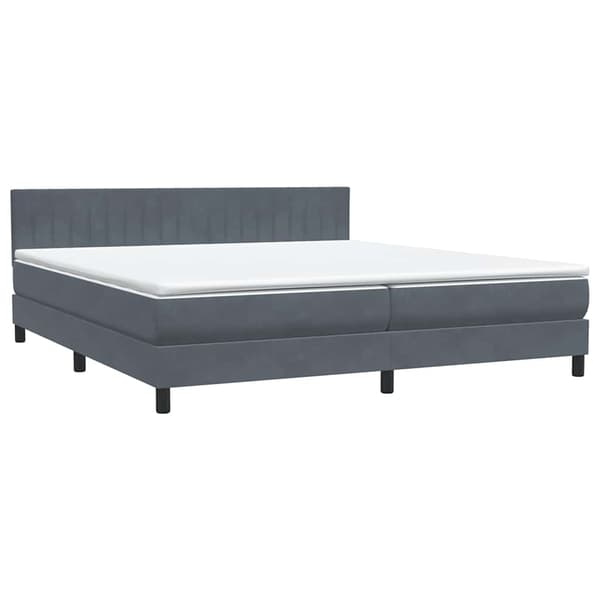 vidaXL Ramsäng med madrass mörkgrå 180x210 cm sammet Grå
