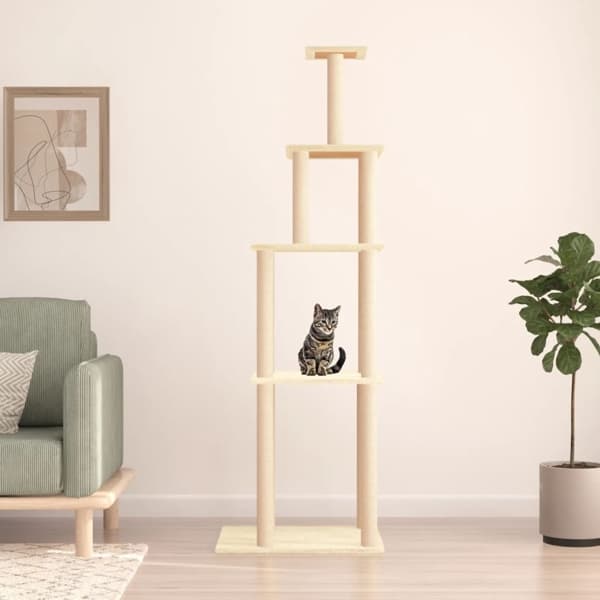 vidaXL Klösträd med sisalpelare gräddvit 183 cm Kräm
