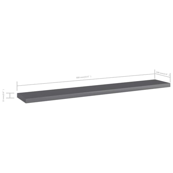 vidaXL Hyllplan 4 st grå högglans 60x10x1,5 cm konstruerat trä grå