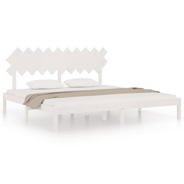 vidaXL Sängram vit 200x200 cm massivt trä Vit