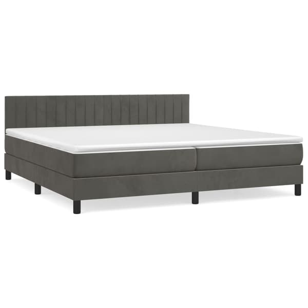 vidaXL Ramsäng med madrass mörkgrå 200x200 cm sammet Grå
