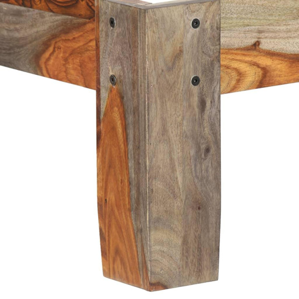 vidaXL Sängram massivt sheshamträ 200x200 cm grå