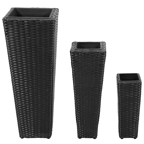 vidaXL Blomkruka konstrotting svart 3-pack Svart