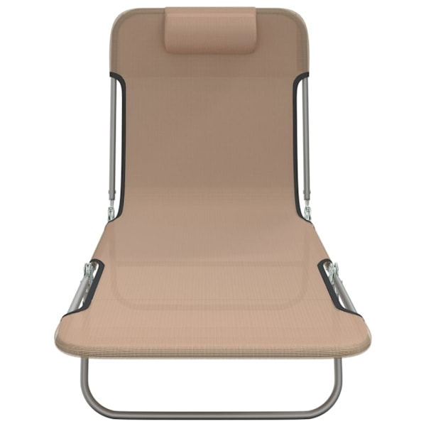 vidaXL Solstolar hopfällbara 2 st taupe textilene & stål Taupe